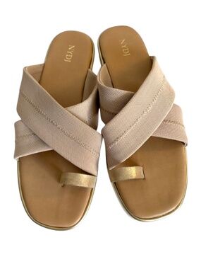 NEW! NYDJ Ronna Cross Strap Shimmer Toe Loop Slide Sandal Women's Size 7.5